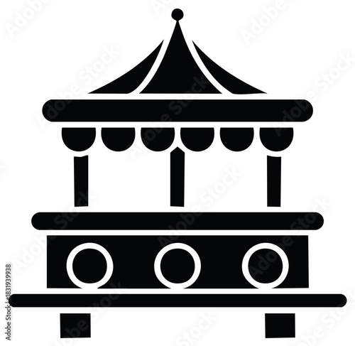 Carousel Simple Icon or Logo Symbol - Isolated Fairground Attraction Silhouette