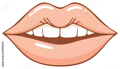 Angry cartoon lips showing teeth in a grimace or sneer vector illustration