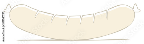Cartoon illustration of a white sausage with incisions, a staple in German cuisine.