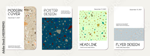 School notebook cover design. Terrazzo abstract