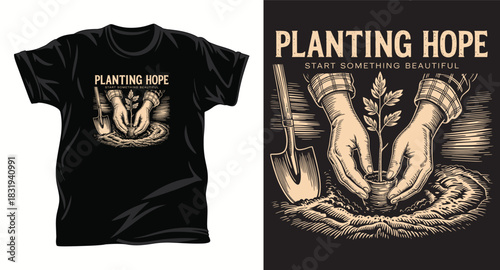 Gardening graphic vector t shirt design print.
