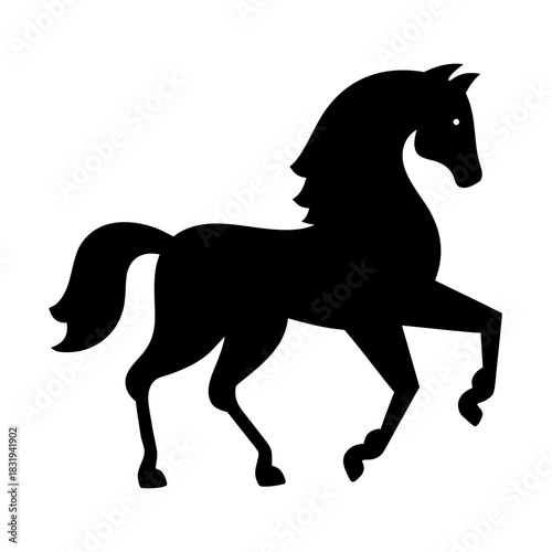 Elegant black horse silhouette in motion silhouette