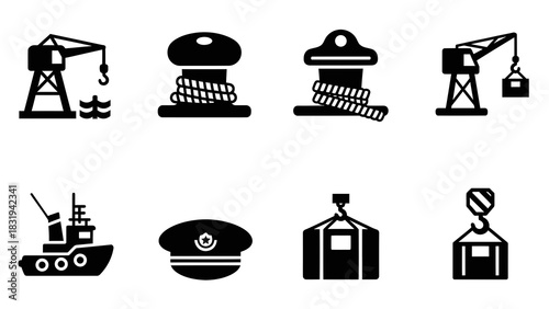 Oil industry vector icon set illustration
