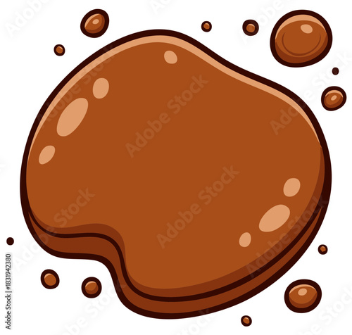 Cartoon Chocolate Blob with Droplets Illustration Design Graphic