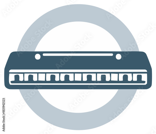 Harmonica icon design, mouth organ illustration in modern style, musical instrument vector graphic