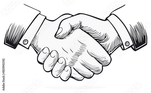 Bold Handshake Line Art Showing Partnership and Trust Representing a Successful Agreement or Transaction Between Two Parties