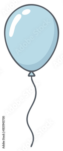 Simple blue balloon with gray string floating upward