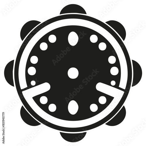 black and white tambourine icon clip art preview