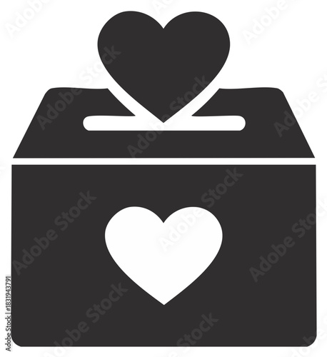 Donation Box Illustration Heart Symbol Generosity Charity Giving Affectionate