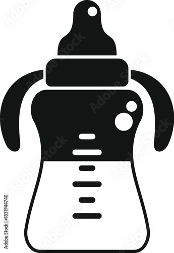 Baby bottle icon represents infant feeding, childcare, and baby products, suitable for parenting and baby related designs