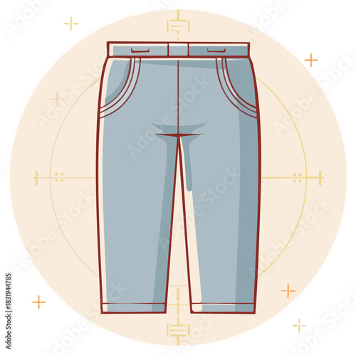 Modern light blue casual pants or trousers flat vector design for clothing and fashion
