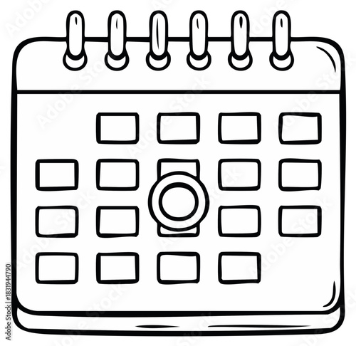 Hand drawn calendar with a circled date illustration for scheduling appointments or deadlines