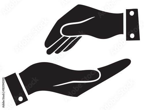 Silhouette hands offering and receiving - illustration