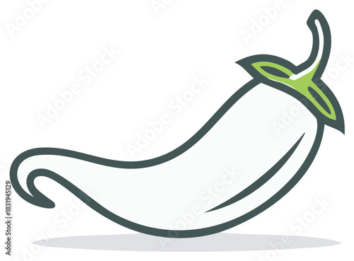 Minimalist chili pepper illustration with bold outline, vibrant green accent, vector style design.