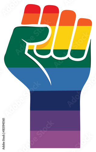 Rainbow Pride Fist Symbol Symbolizing Equality and Unity