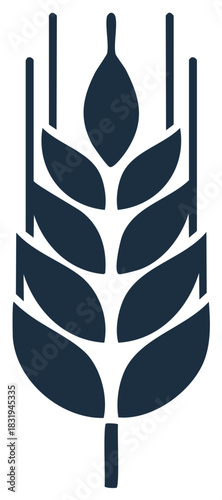 Dark Blue Stylized Wheat Ear Icon Symbolizing Agriculture Farming Harvest and Natural Food