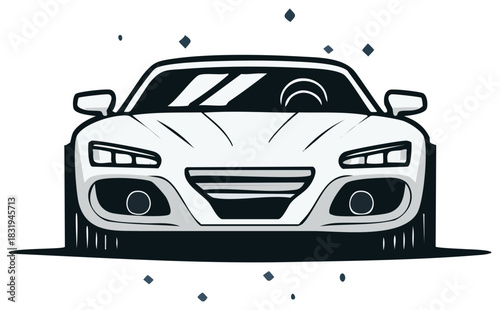 Modern Car Front View Design Vector Illustration Sports Coupe Vehicle Automobile Graphics Concept