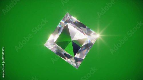 Sparkling Diamond Gemstone on Green Background Luxury and Elegance
