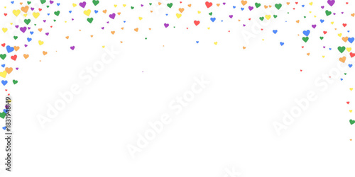 Rainbow colored scattered hearts. LGBT valentine
