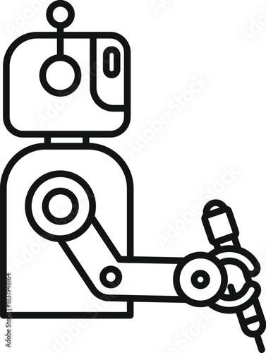 Robot carefully holding a soldering iron, symbolizing automation in electronics manufacturing, repair, and assembly