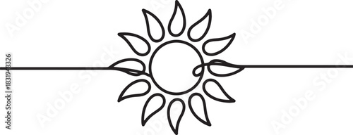 Sun continuous one line icon. Summer sun contour line sign.one line  vector illustration  with out background