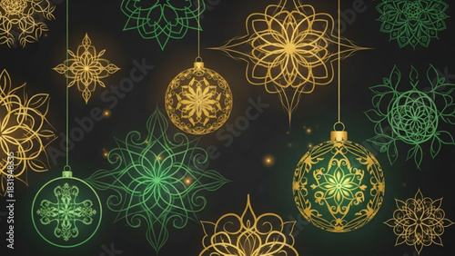Download christmas ornaments vector design with floral elements for holiday season celebration decor hundred