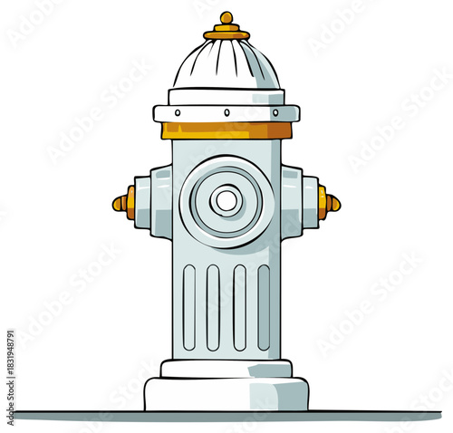 Cartoon illustration of a vintage water hydrant, fire safety design graphic resource isolated on white.