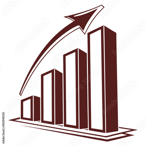Progress Visualized: An ascending graph, symbolizing growth, progress, and financial success. The bars rise towards the arrow of advancement.