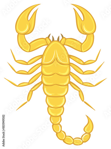 Cartoon Golden Scorpion Illustration Vector Zodiac Sign Design Isolated