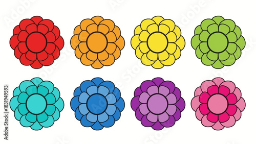 Colorful Flower Graphics Representing Different Seasons and Emotions