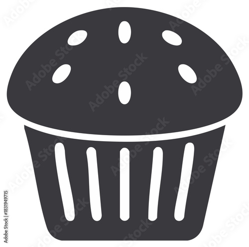 Delicious Chocolate Muffin with Sprinkles, Delightful Dessert Icon for Bakery Designs, Pastry Shop Element