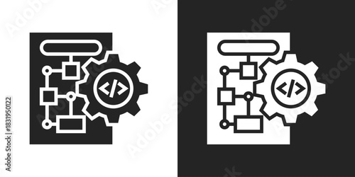 Algorithms Icon In Black And White Glyph Style