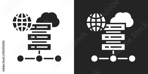 Server Icon In Black And White Glyph Style