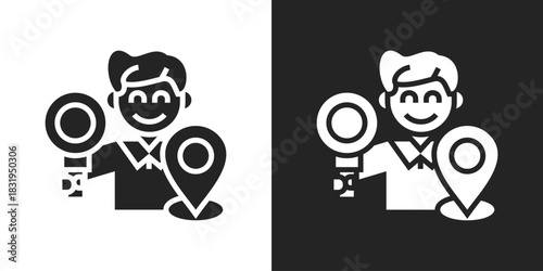 Location Icon In Black And White Glyph Style