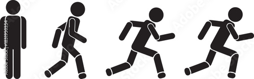 Stick Figure Sequence Showing Progression from Standing to Running Motion