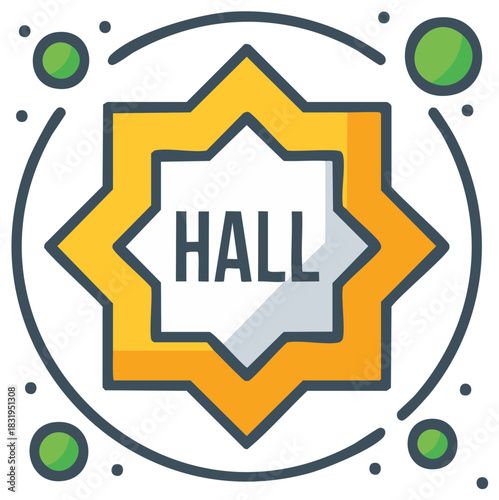 Hall building location icon geometric symbol architecture venue sign for events and education