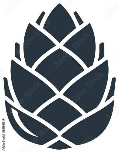Stylized hop cone icon with clean lines and deep blue color