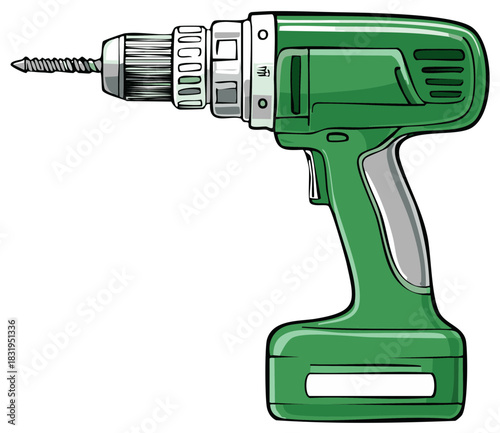 Green Cordless Power Drill with Drill Bit for Home Renovation and DIY Projects