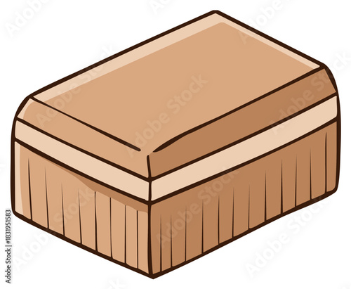 Simple brown and beige rectangular cleaning brush with distinct bristle lines