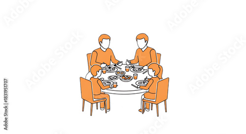 Family enjoying a meal together around a dining table