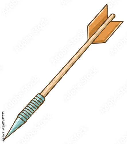 Cartoon arrow with pointed tip and fletching