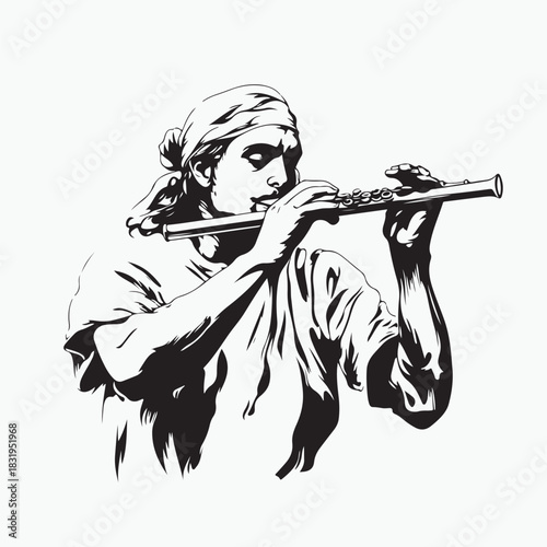 man playing the flute