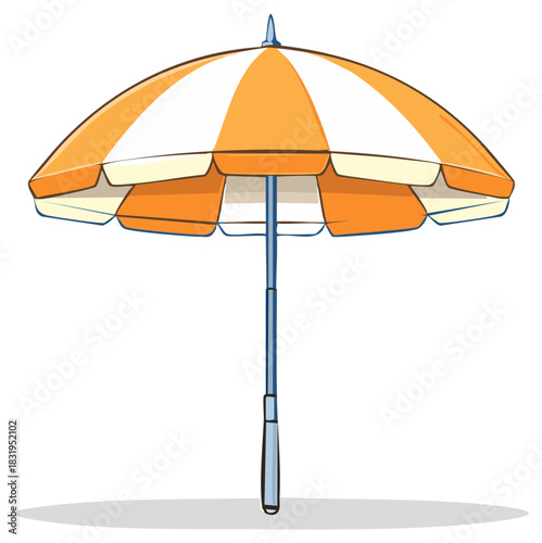 Colorful Beach Umbrella Illustration Summer Vibes Protection from Sun Rays Striped Design