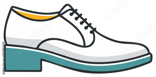 Stylized white leather dress shoe vector illustration for fashion design concepts
