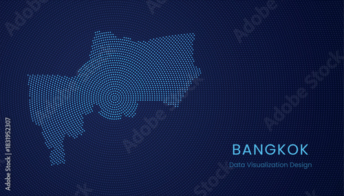 Bangkok city dotted digital map for data visualization design