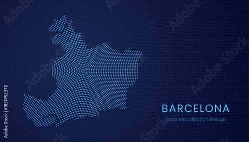 Barcelona city dotted digital map for data visualization design