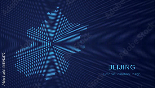 Beijing city dotted digital map for data visualization design
