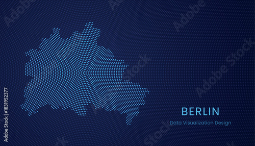 Berlin city dotted digital map for data visualization design