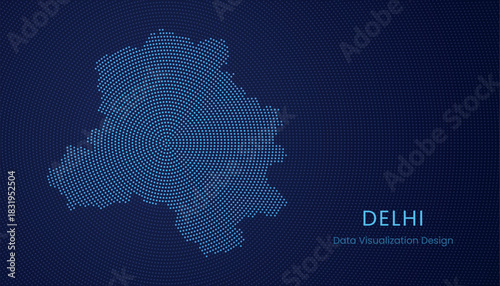 Delhi city dotted digital map for data visualization design