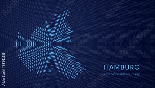 Hamburg city dotted digital map for data visualization design